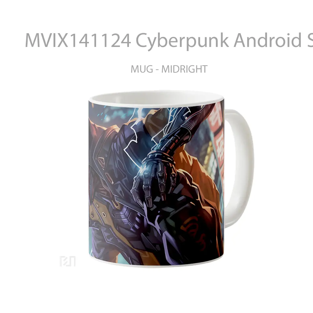 Mug Cyberpunk Android Sci Fi Gelas Keramik Unik - All-side / Desain