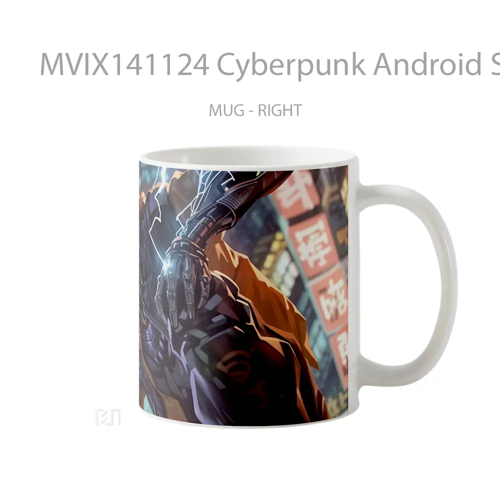 Mug Cyberpunk Android Sci Fi Gelas Keramik Unik - All-side / Desain