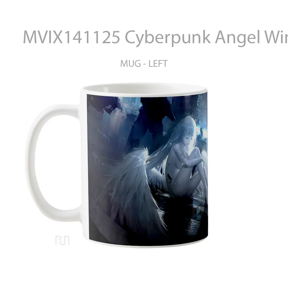 Mug Cyberpunk Angel Wings Sci Fi Gelas Keramik Unik - All-side / Desain