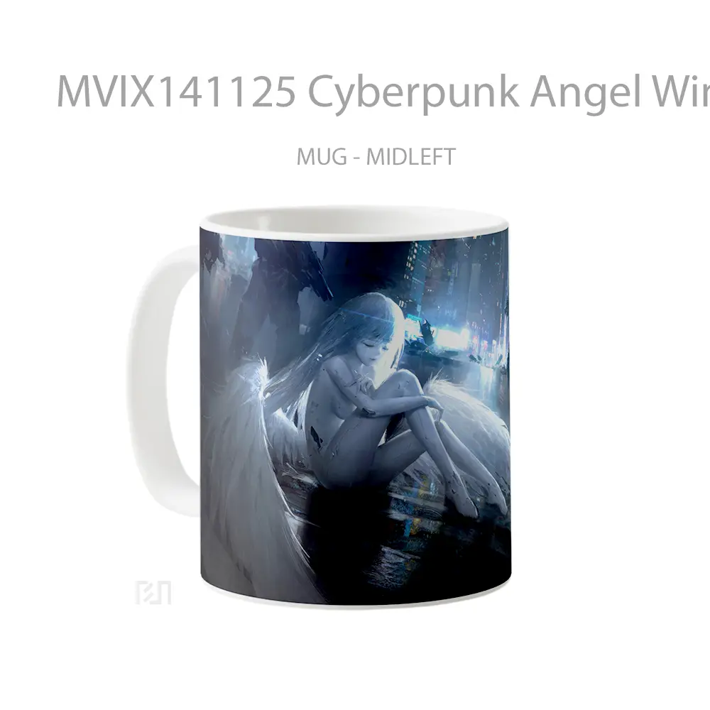Mug Cyberpunk Angel Wings Sci Fi Gelas Keramik Unik - All-side / Desain
