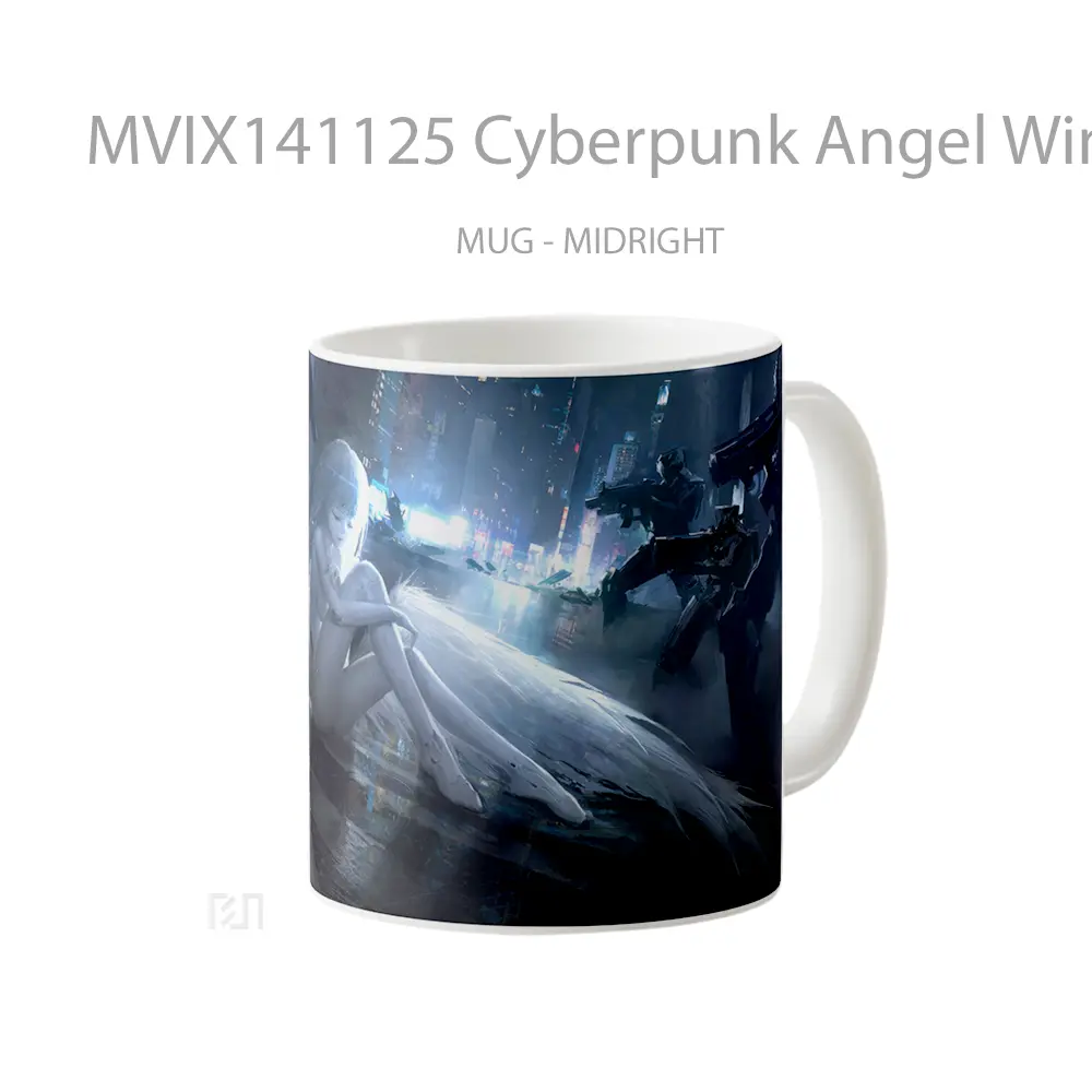 Mug Cyberpunk Angel Wings Sci Fi Gelas Keramik Unik - All-side / Desain