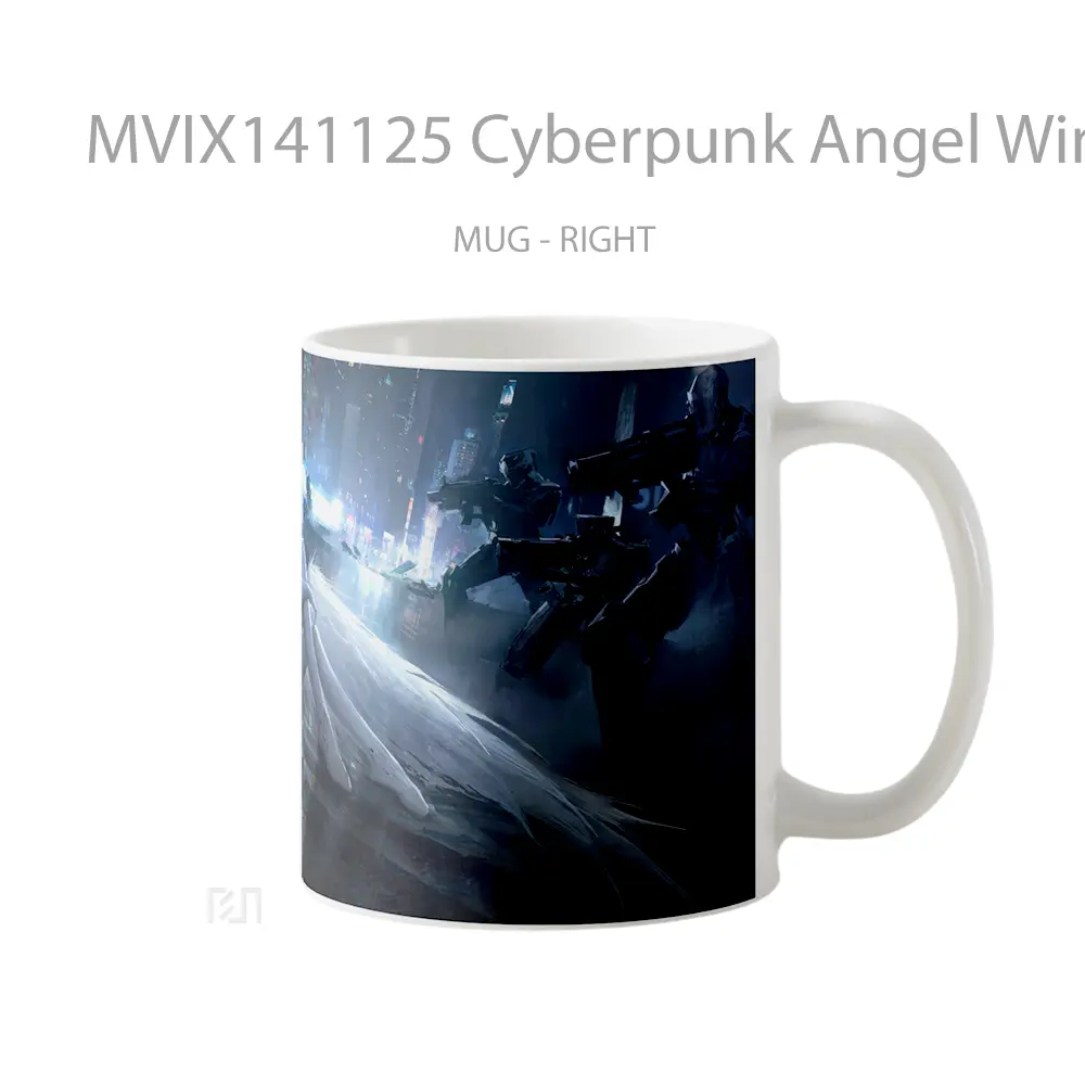 Mug Cyberpunk Angel Wings Sci Fi Gelas Keramik Unik - All-side / Desain