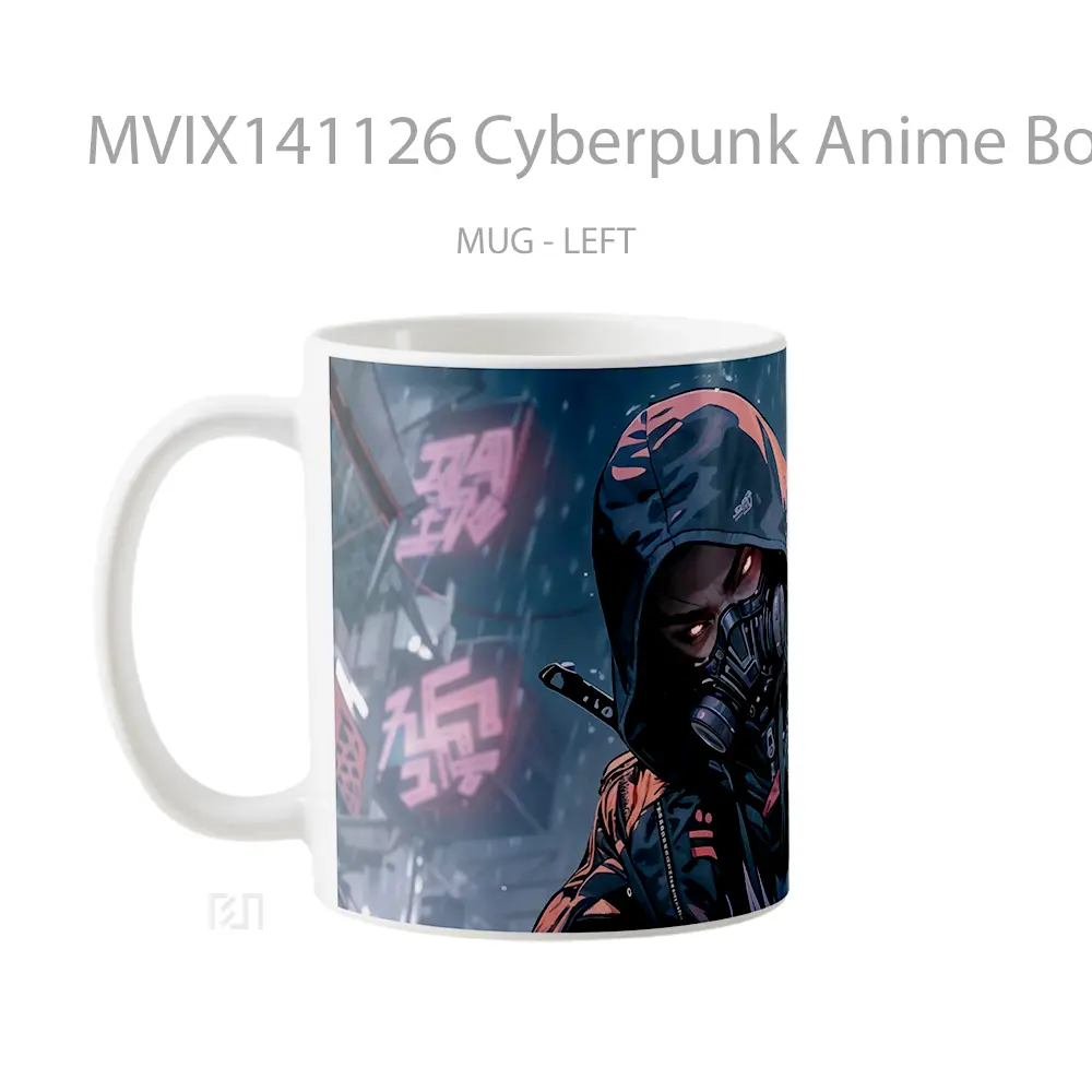 Mug Cyberpunk Anime Boy Mask Sci Fi Cangkir Anime - All-side / Desain
