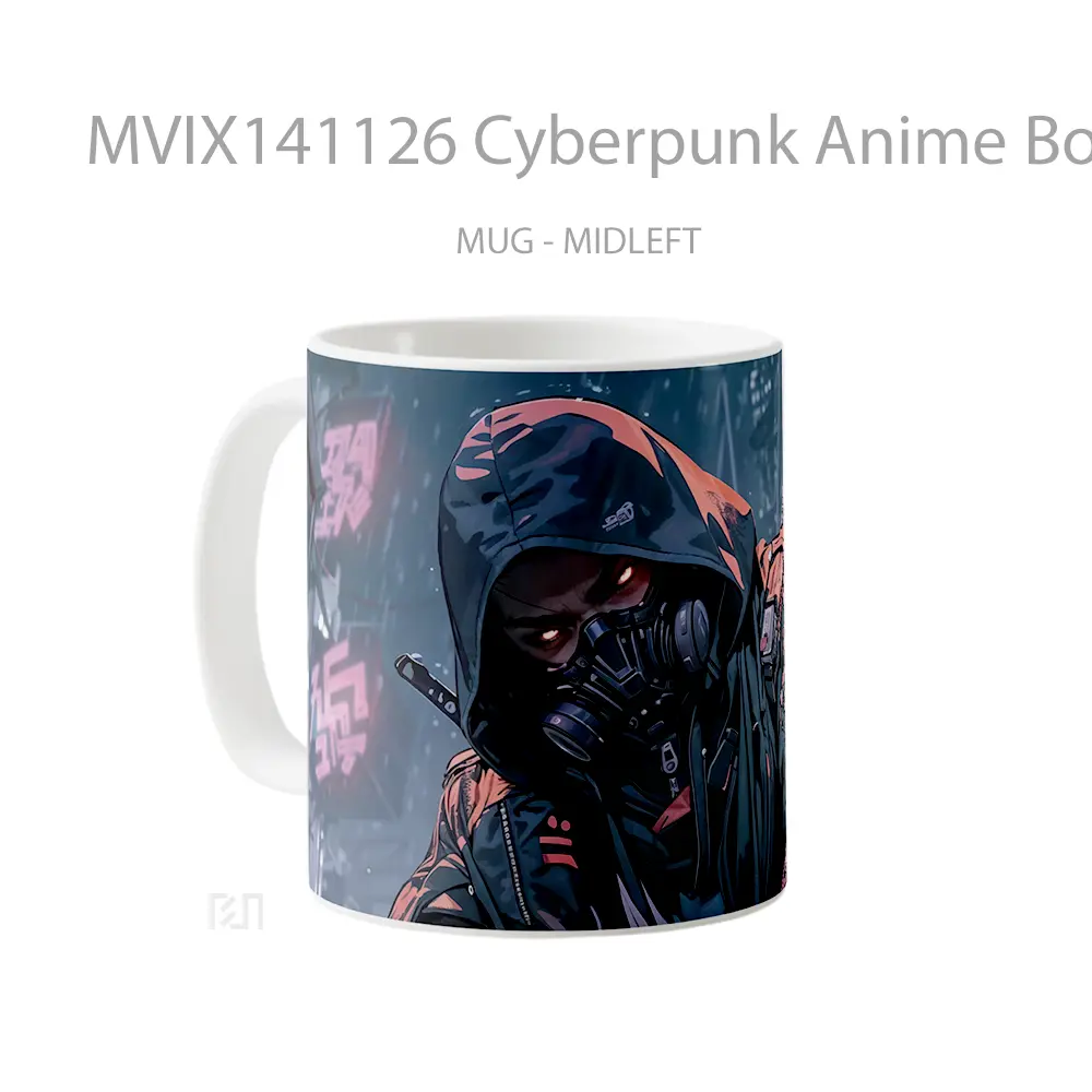 Mug Cyberpunk Anime Boy Mask Sci Fi Cangkir Anime - All-side / Desain