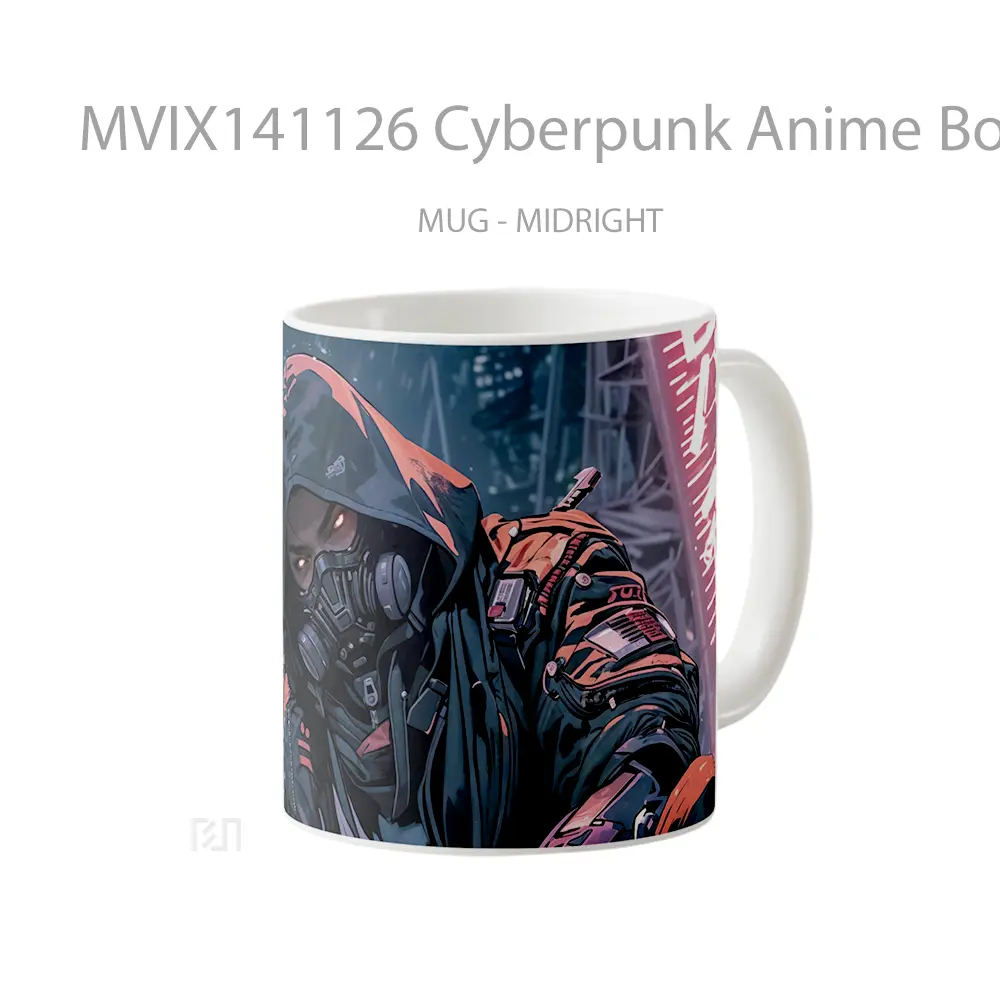Mug Cyberpunk Anime Boy Mask Sci Fi Cangkir Anime - All-side / Desain
