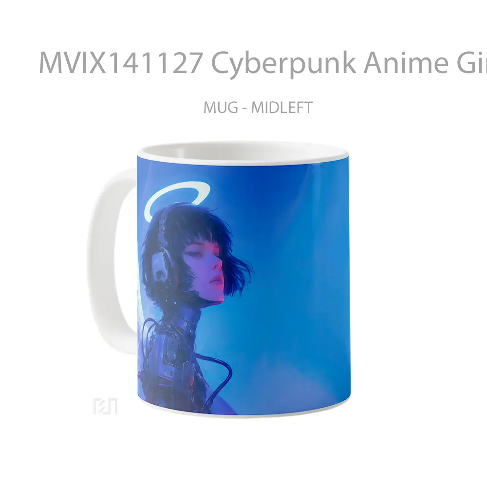 Mug Cyberpunk Anime Girl Angel Wings Halo Cangkir Anime - All-side / Desain