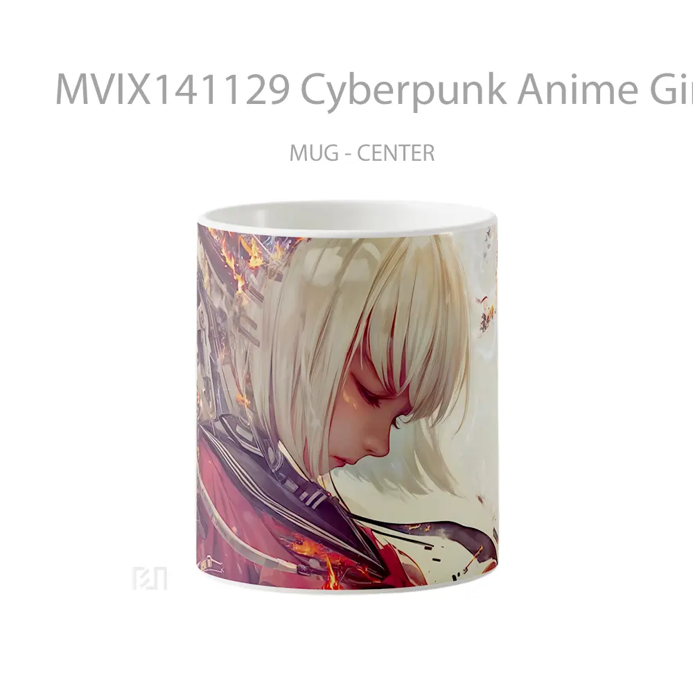 Mug Cyberpunk Anime Girl Guitarist Cangkir Anime