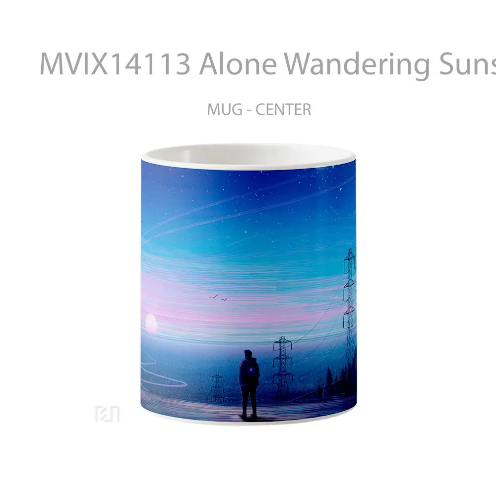 Mug Alone Wandering Sunset Scenery Art Gelas Pemandangan Alam