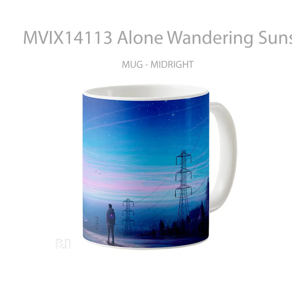 Mug Alone Wandering Sunset Scenery Art Gelas Pemandangan Alam - All-side / Desain
