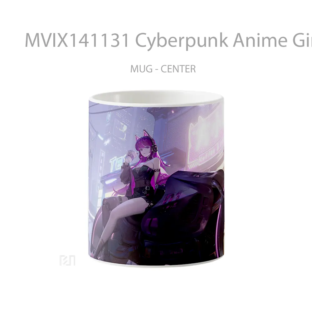 Mug Cyberpunk Anime Girl Motorcycle Sci Fi Cangkir Anime