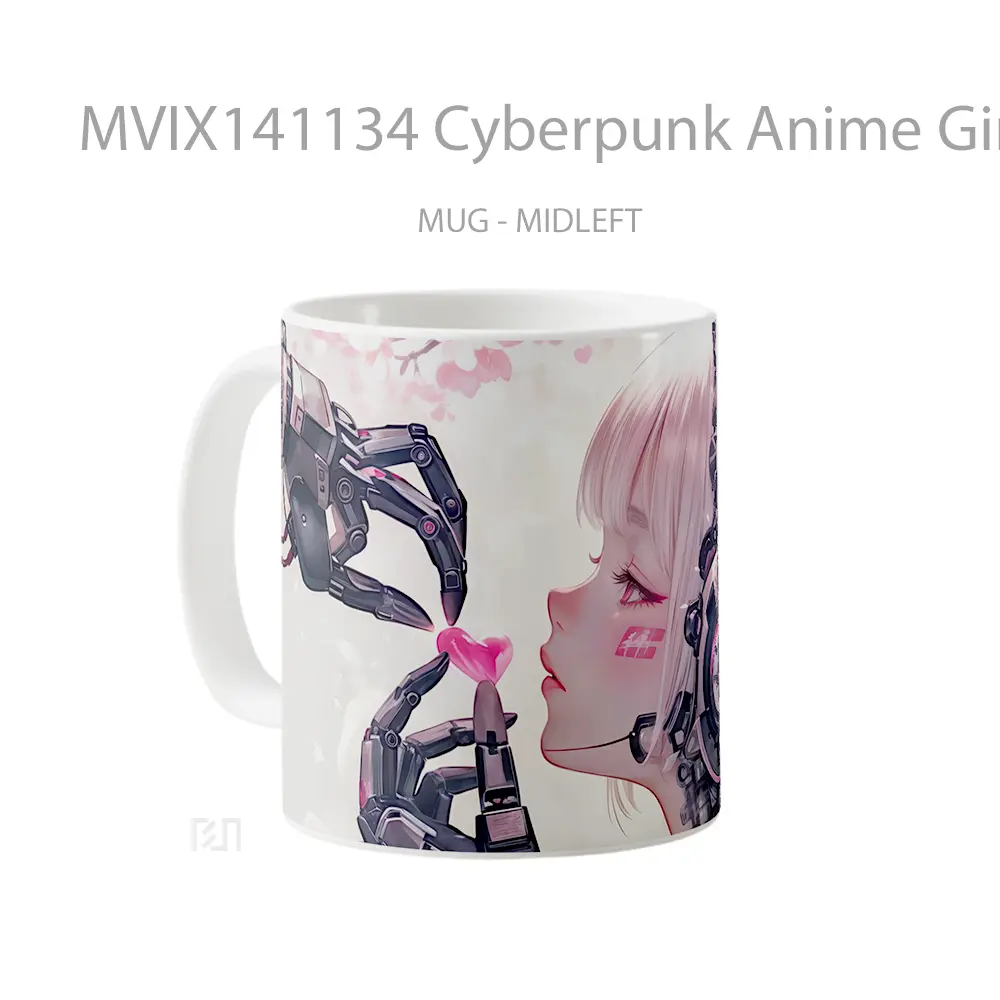 Mug Cyberpunk Anime Girl Sci Fi Cangkir Anime - All-side / Desain