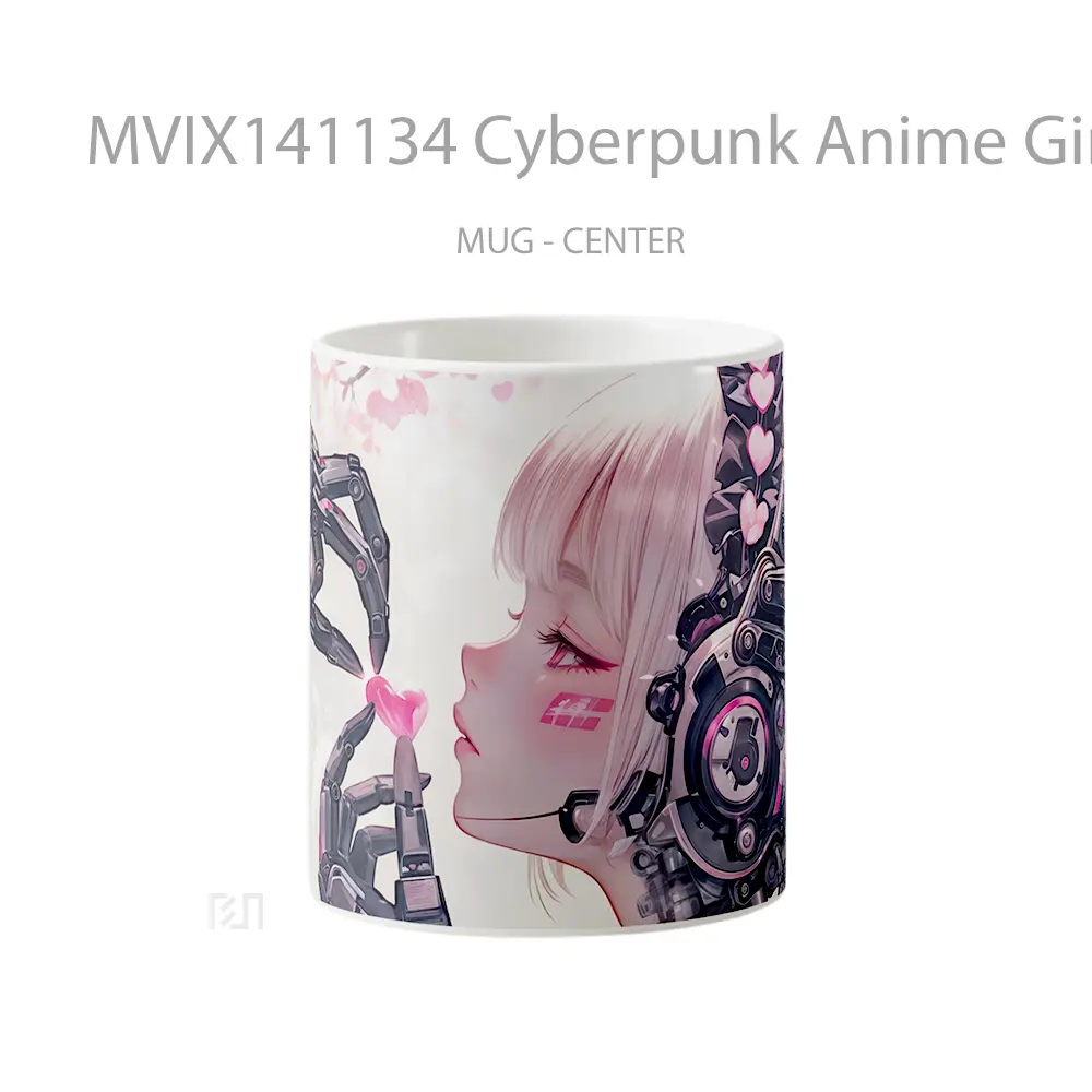Mug Cyberpunk Anime Girl Sci Fi Cangkir Anime