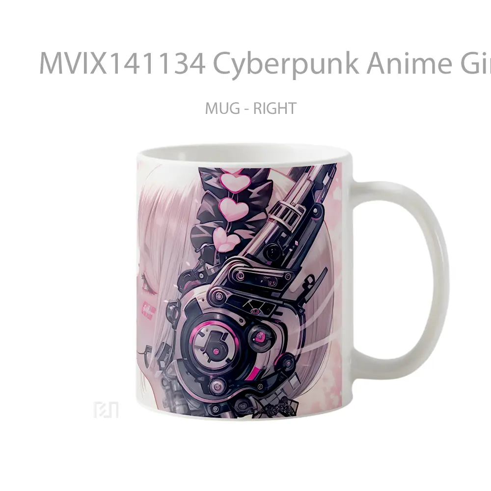 Mug Cyberpunk Anime Girl Sci Fi Cangkir Anime - All-side / Desain