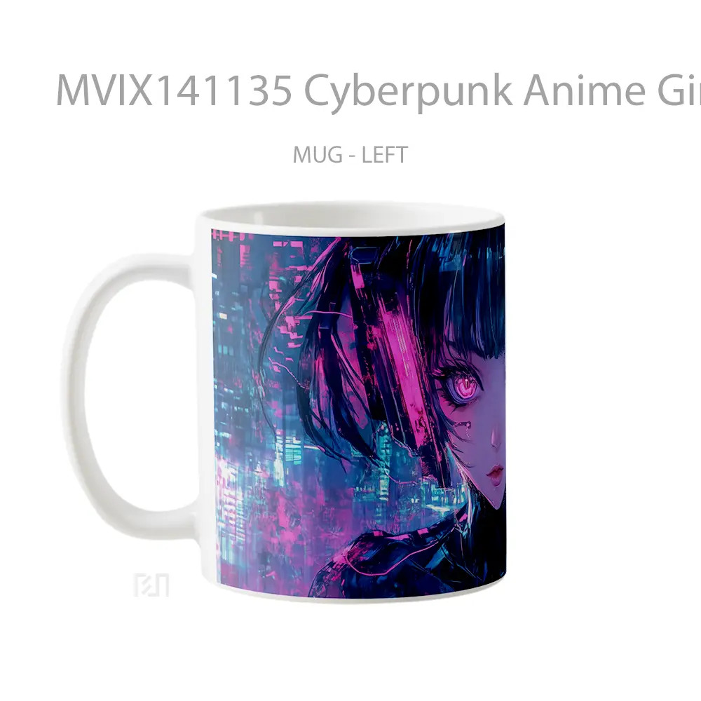 Mug Cyberpunk Anime Girl Sci Fi Cangkir Anime - All-side / Desain