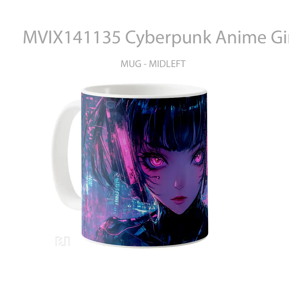 Mug Cyberpunk Anime Girl Sci Fi Cangkir Anime - All-side / Desain