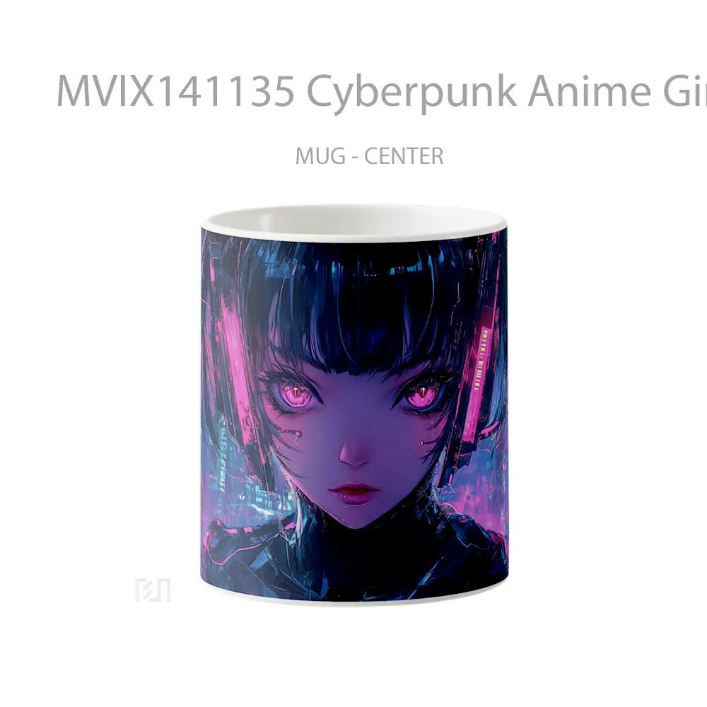 Mug Cyberpunk Anime Girl Sci Fi Cangkir Anime
