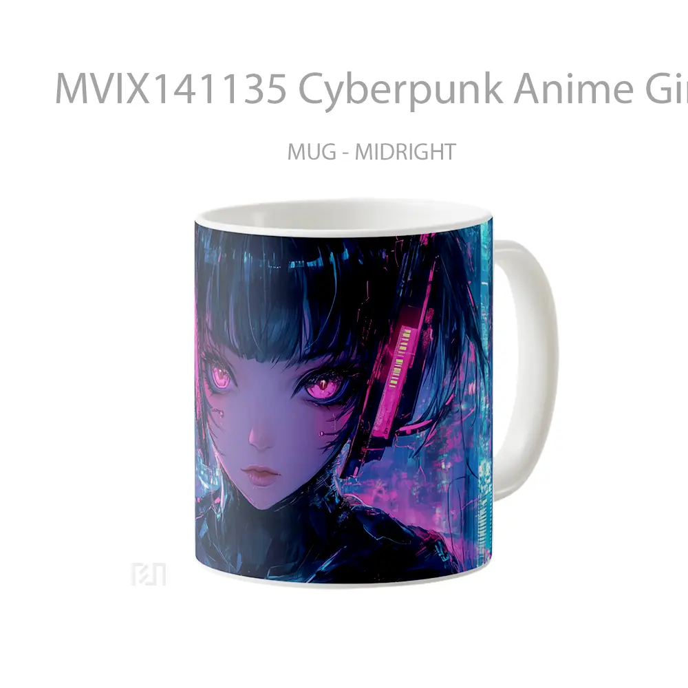 Mug Cyberpunk Anime Girl Sci Fi Cangkir Anime - All-side / Desain