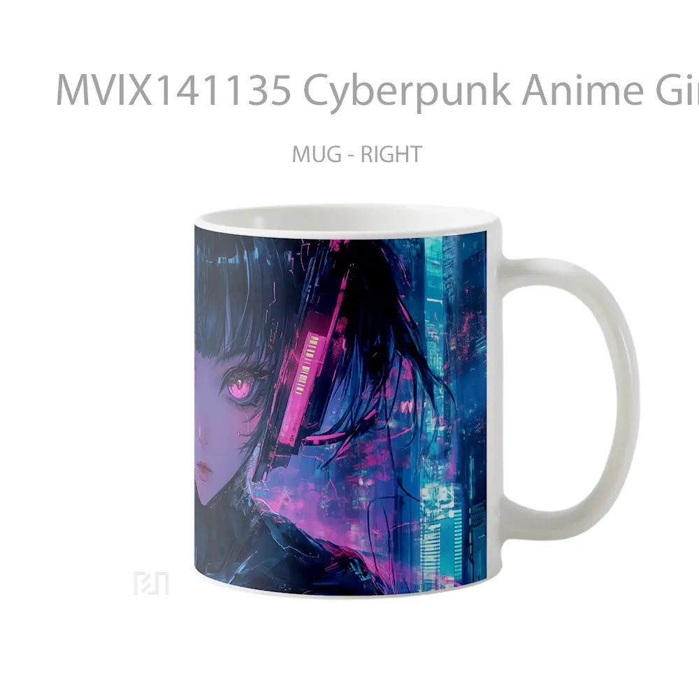 Mug Cyberpunk Anime Girl Sci Fi Cangkir Anime - All-side / Desain