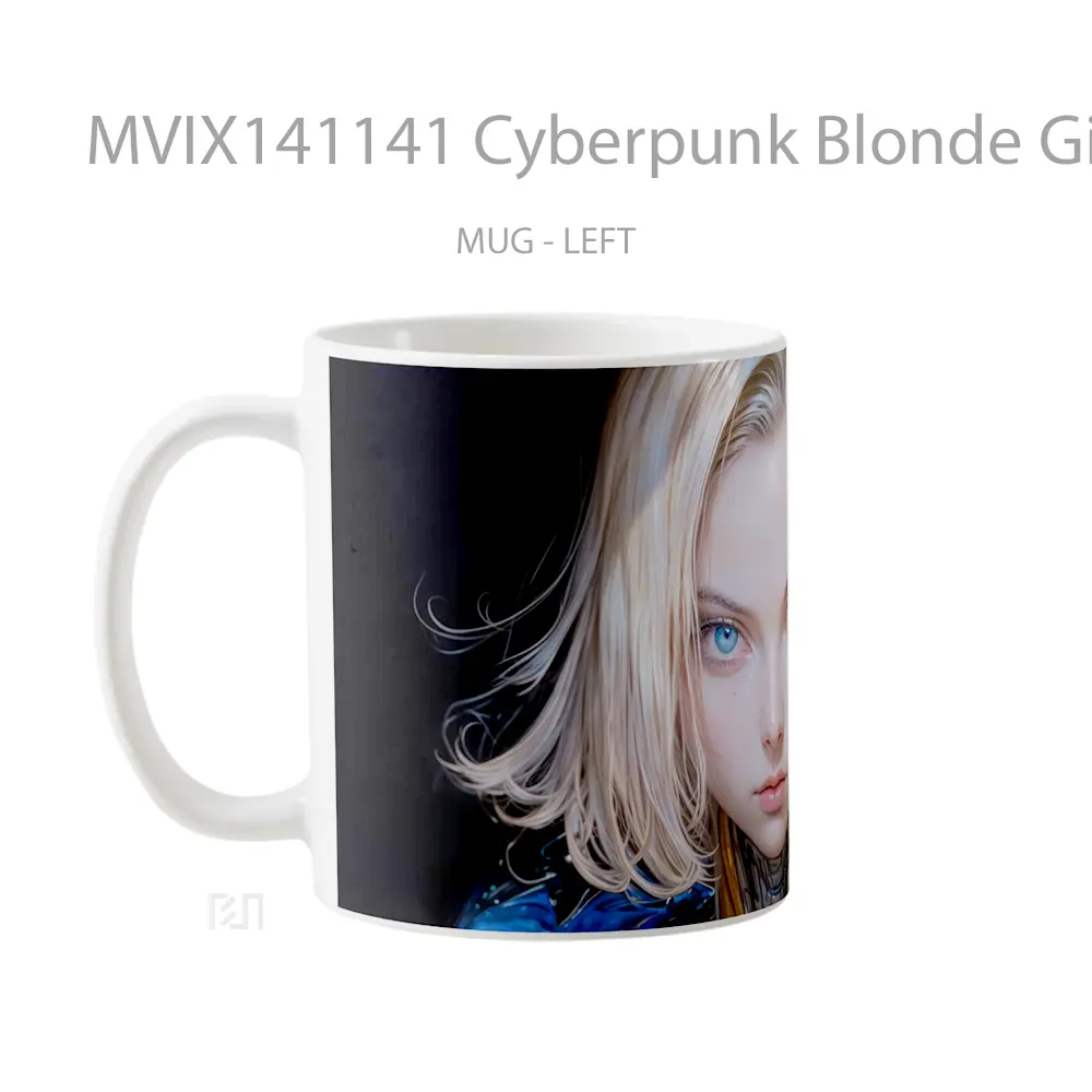 Mug Cyberpunk Blonde Girl Gelas Keramik Unik - All-side / Desain