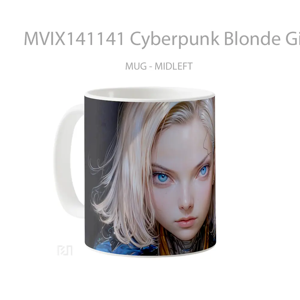 Mug Cyberpunk Blonde Girl Gelas Keramik Unik - All-side / Desain