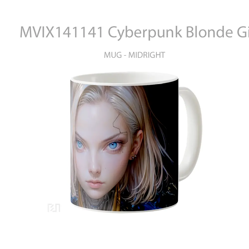 Mug Cyberpunk Blonde Girl Gelas Keramik Unik - All-side / Desain