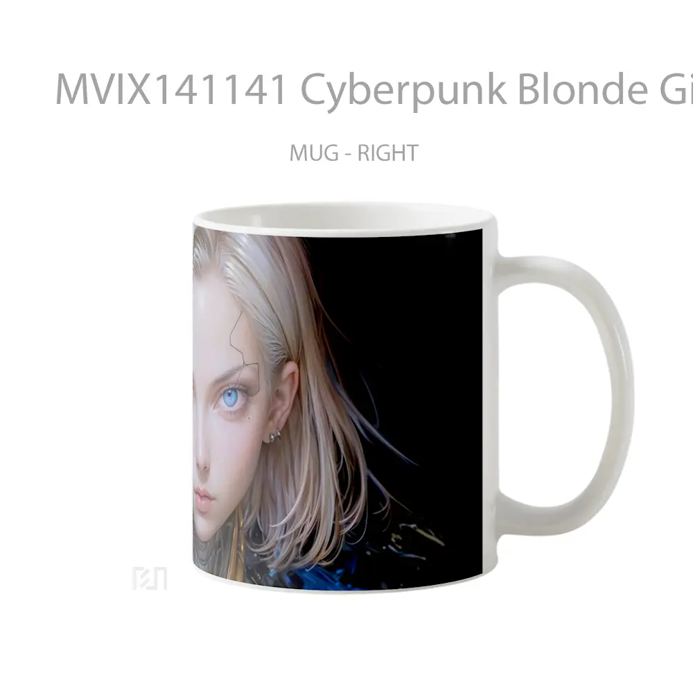 Mug Cyberpunk Blonde Girl Gelas Keramik Unik - All-side / Desain