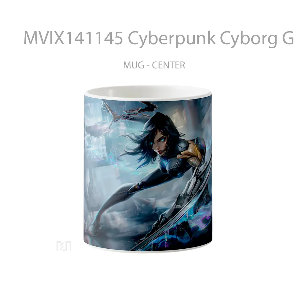 Mug Cyberpunk Cyborg Girl Sci Fi Gelas Keramik Unik