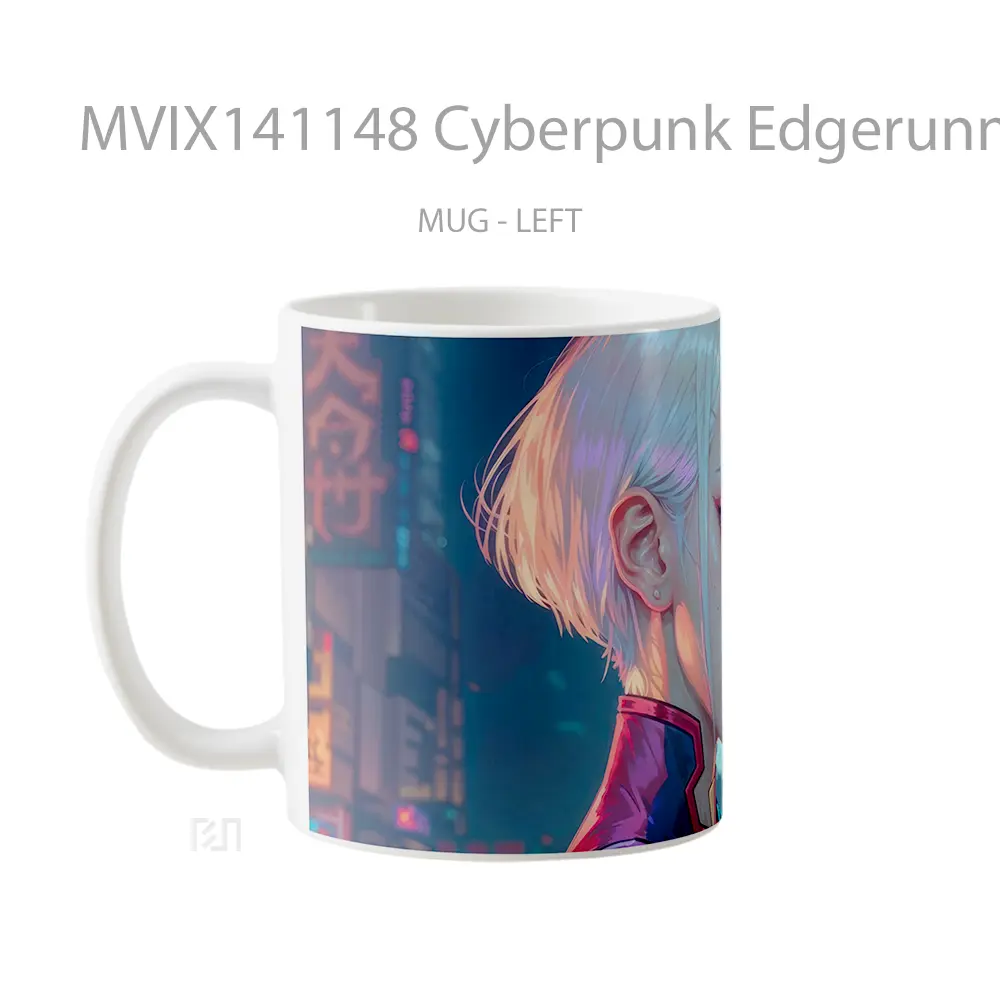 Mug Cyberpunk Edgerunners Lucy Smoking Gelas Keramik Unik - All-side / Desain