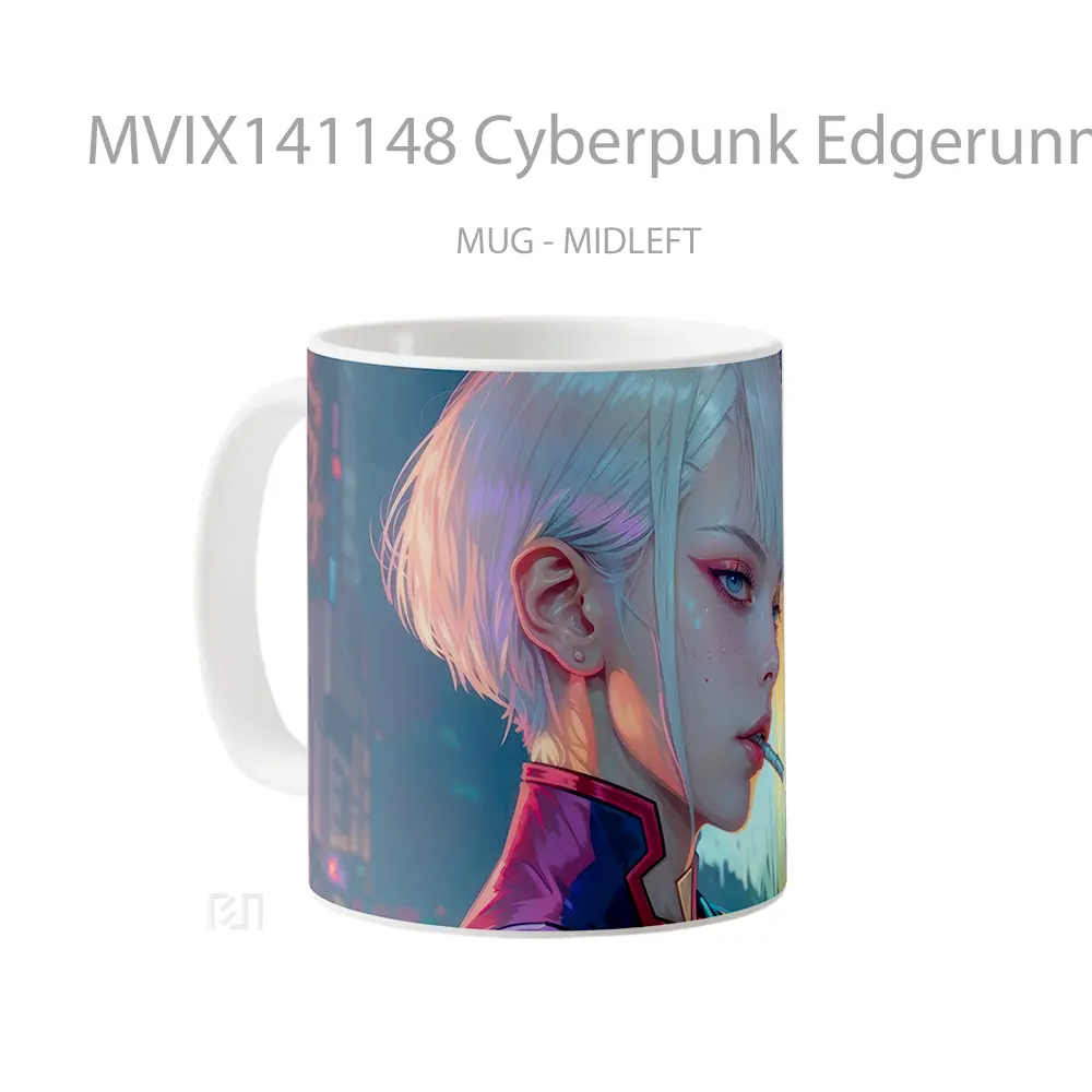 Mug Cyberpunk Edgerunners Lucy Smoking Gelas Keramik Unik - All-side / Desain