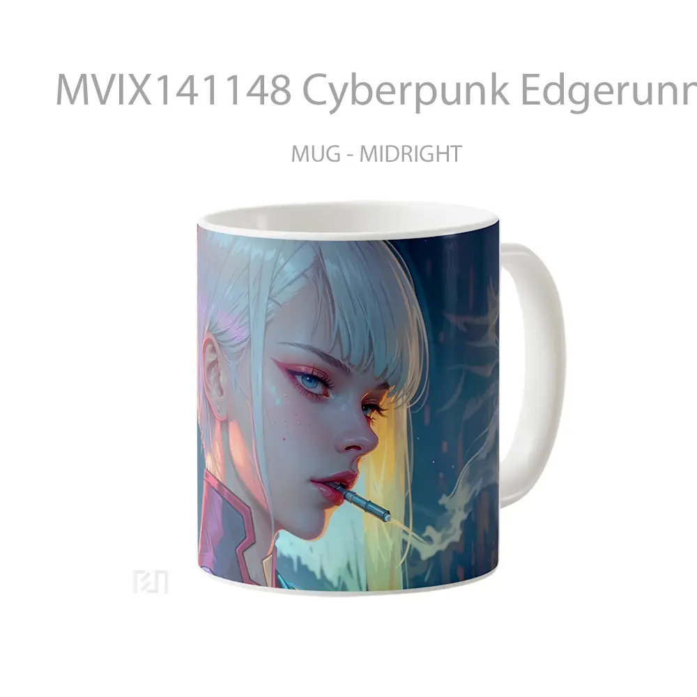 Mug Cyberpunk Edgerunners Lucy Smoking Gelas Keramik Unik - All-side / Desain