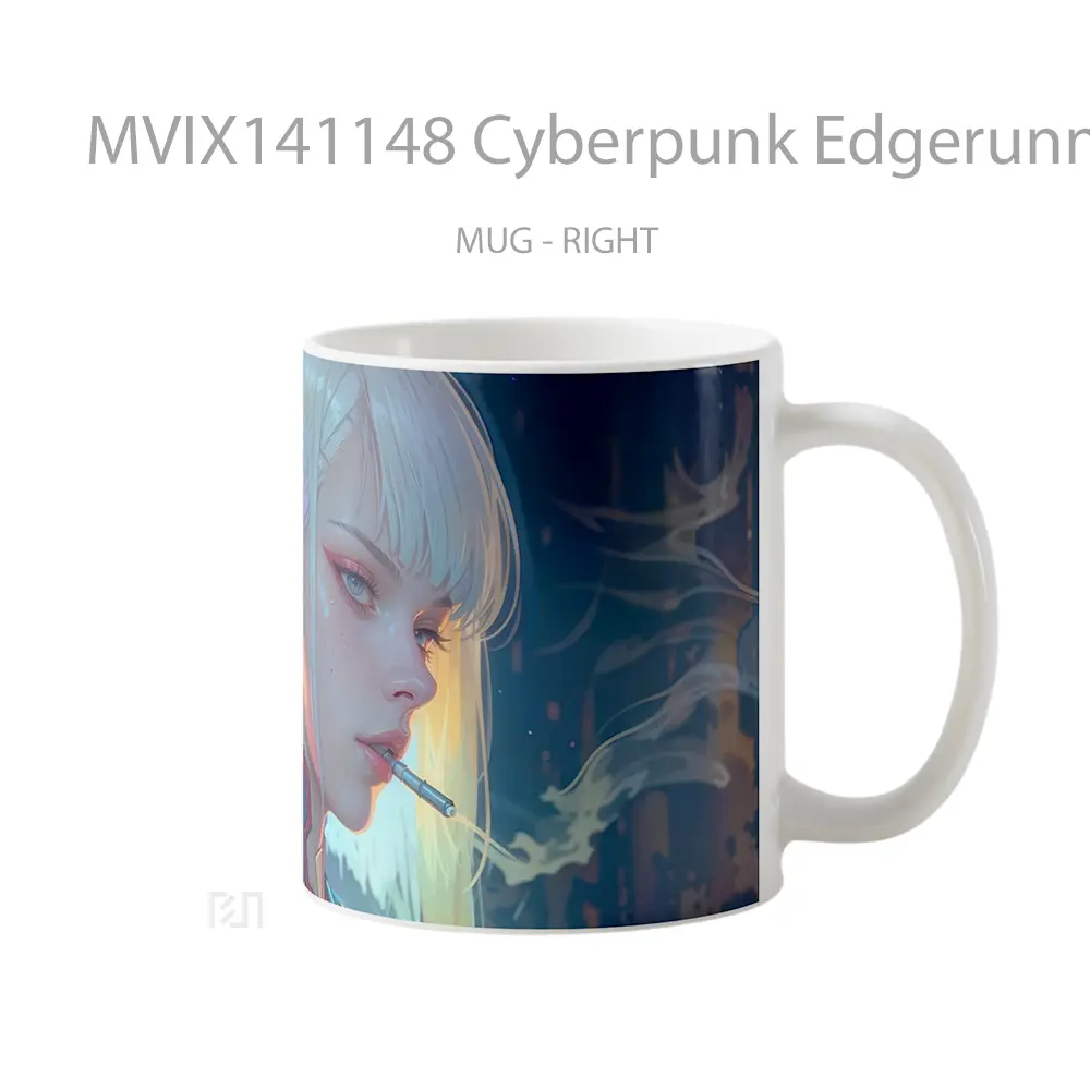 Mug Cyberpunk Edgerunners Lucy Smoking Gelas Keramik Unik - All-side / Desain