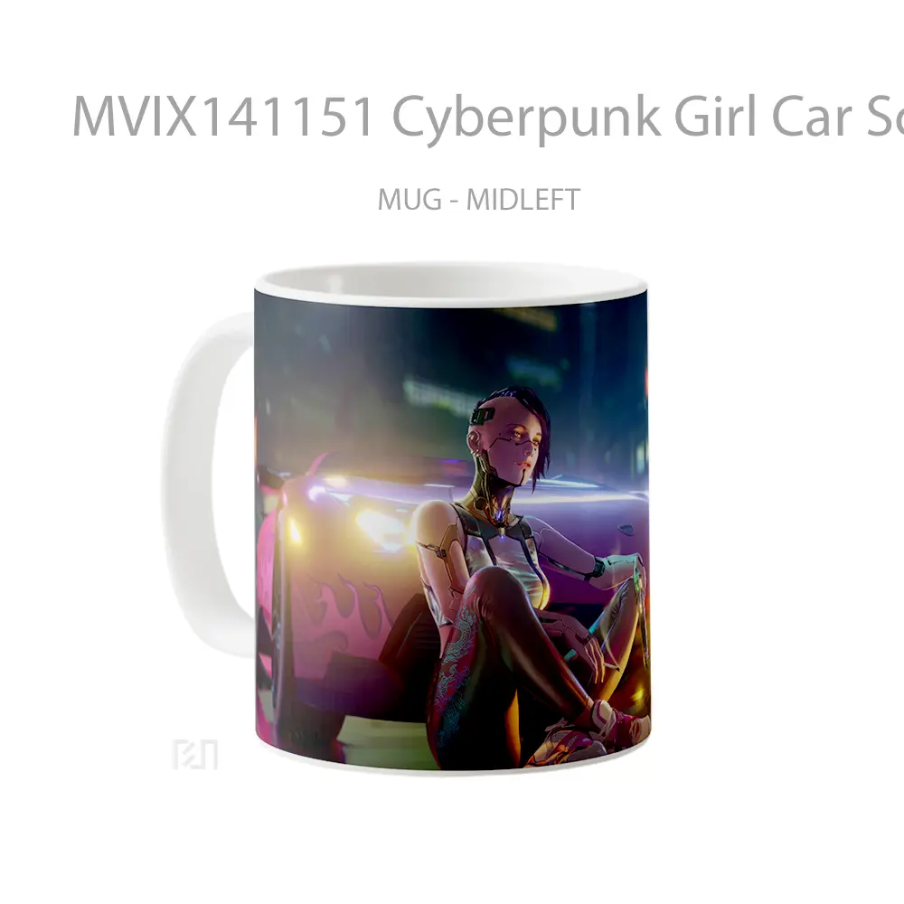 Mug Cyberpunk Girl Car Sci Fi Gelas Keramik Unik - All-side / Desain