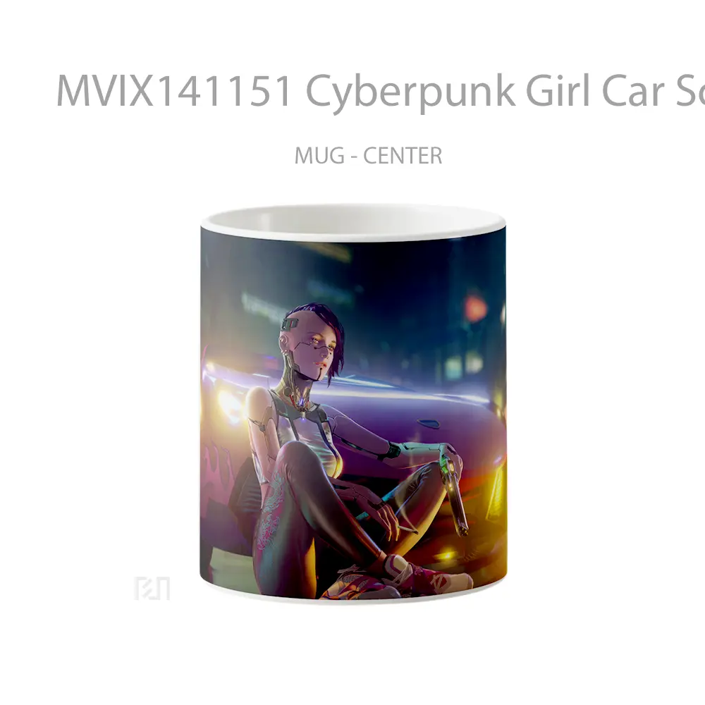 Mug Cyberpunk Girl Car Sci Fi Gelas Keramik Unik