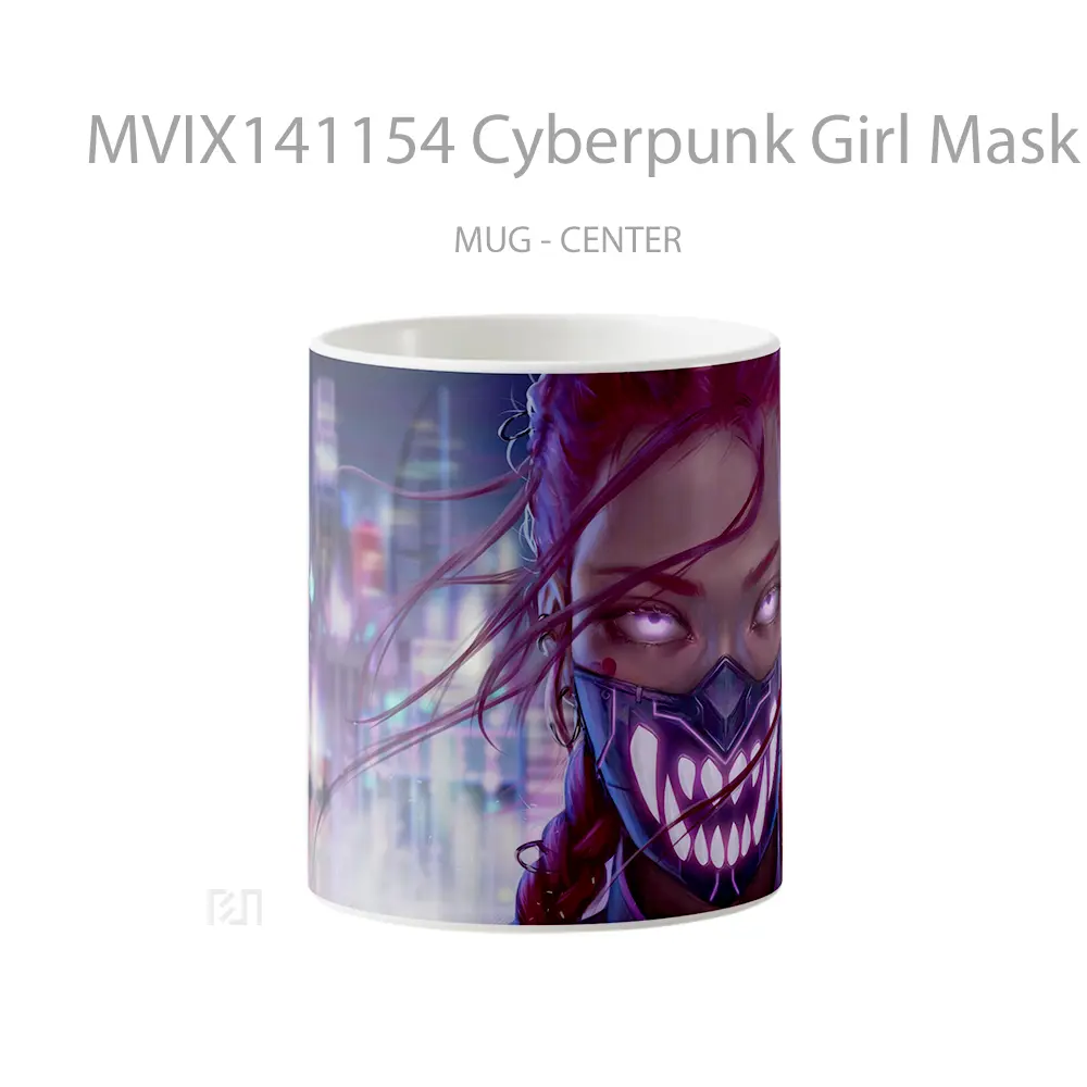 Mug Cyberpunk Girl Mask Sci F Gelas Keramik Unik