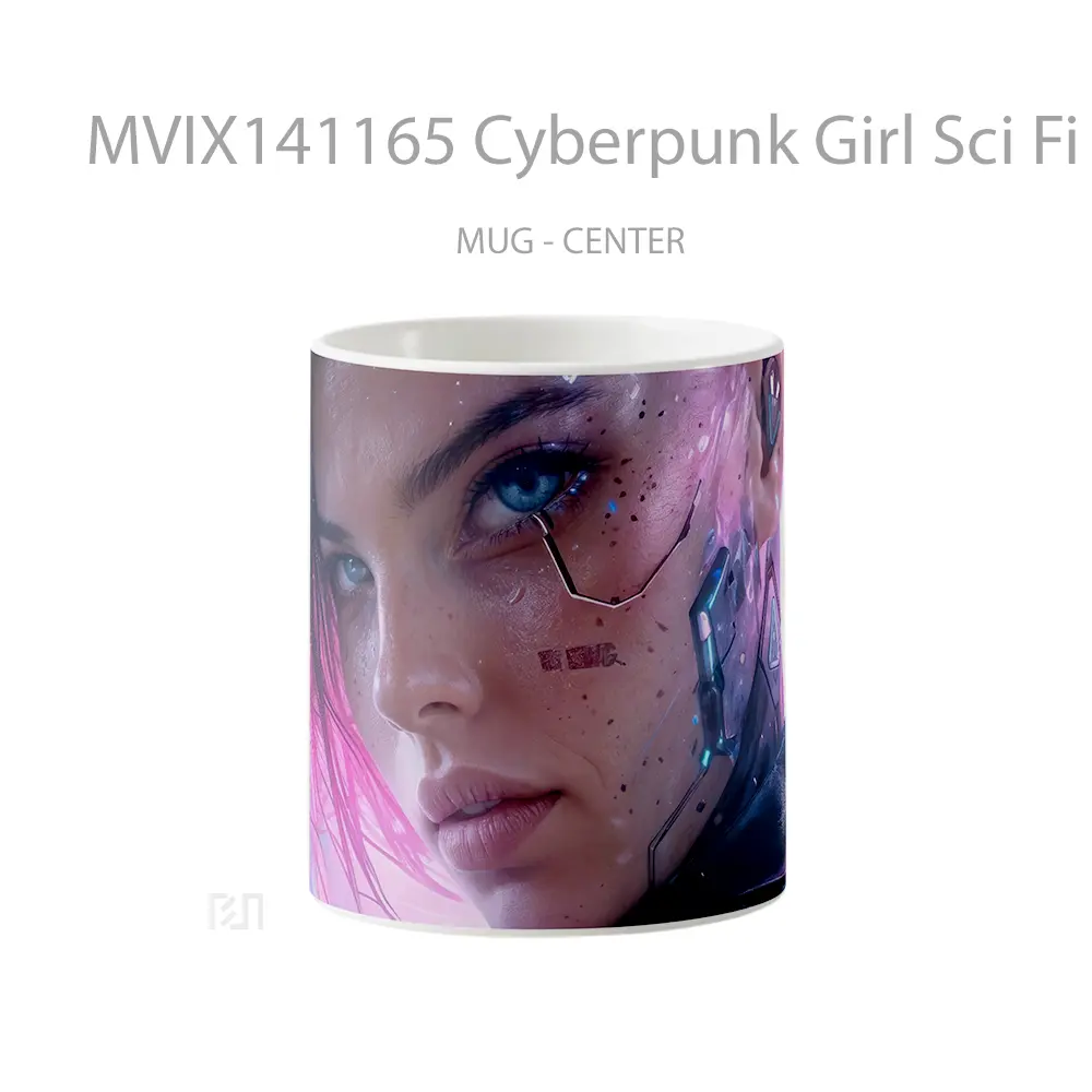 Mug Cyberpunk Girl Sci Fi Digital Art Gelas Keramik Unik