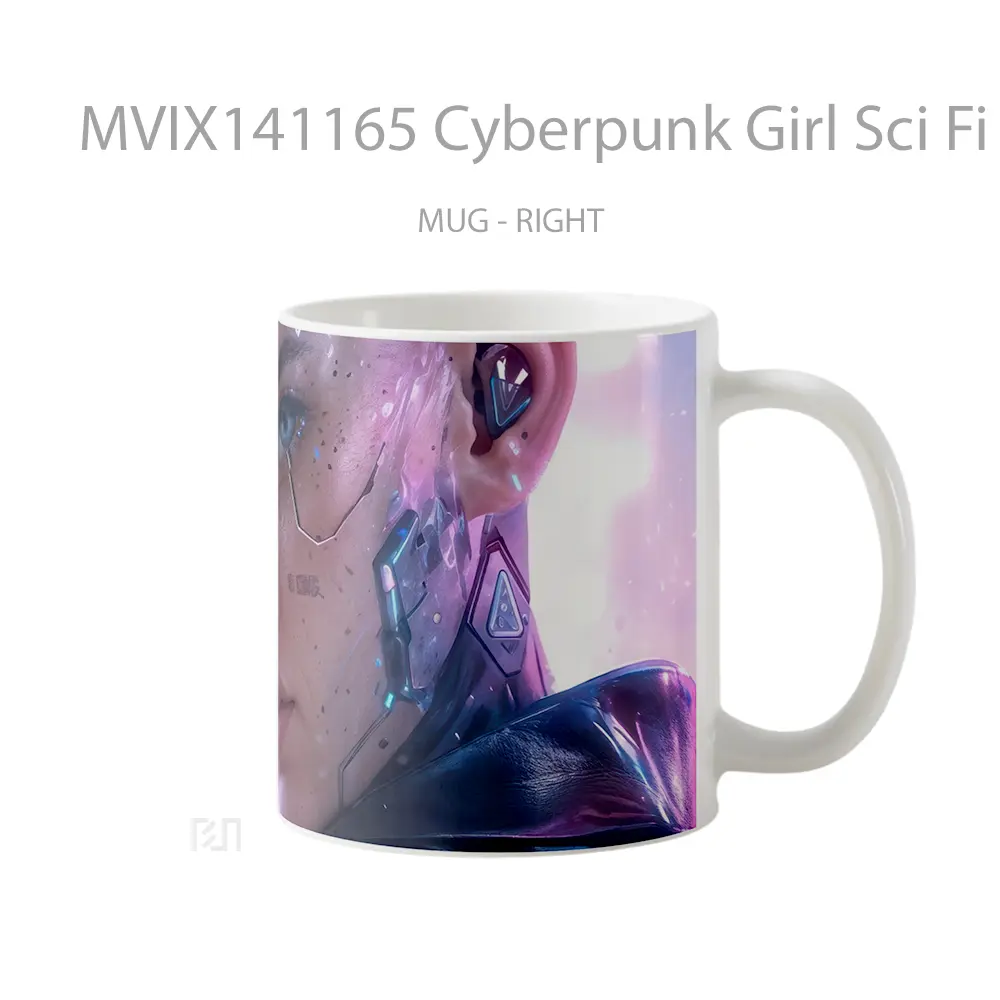 Mug Cyberpunk Girl Sci Fi Digital Art Gelas Keramik Unik - All-side / Desain