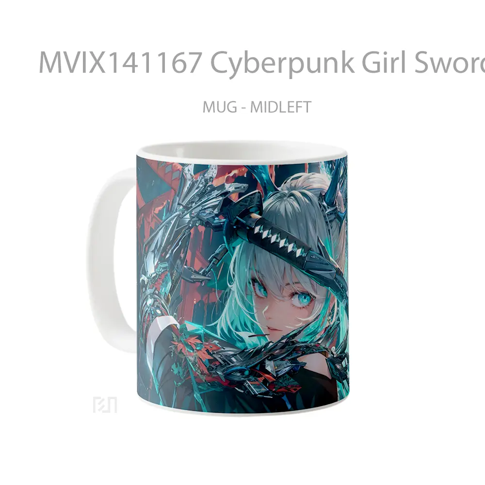 Mug Cyberpunk Girl Sword Katan Gelas Keramik Unik - All-side / Desain