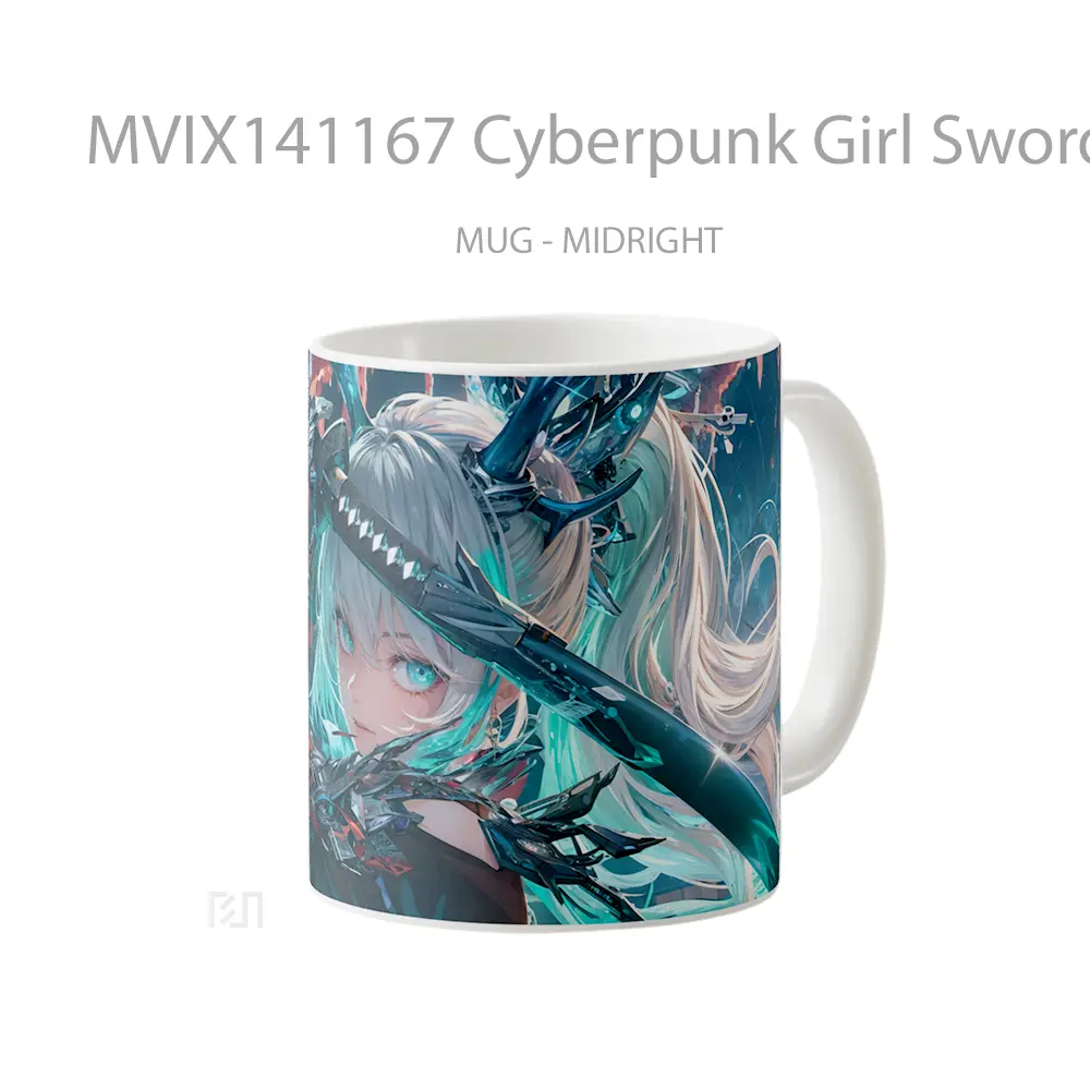 Mug Cyberpunk Girl Sword Katan Gelas Keramik Unik - All-side / Desain