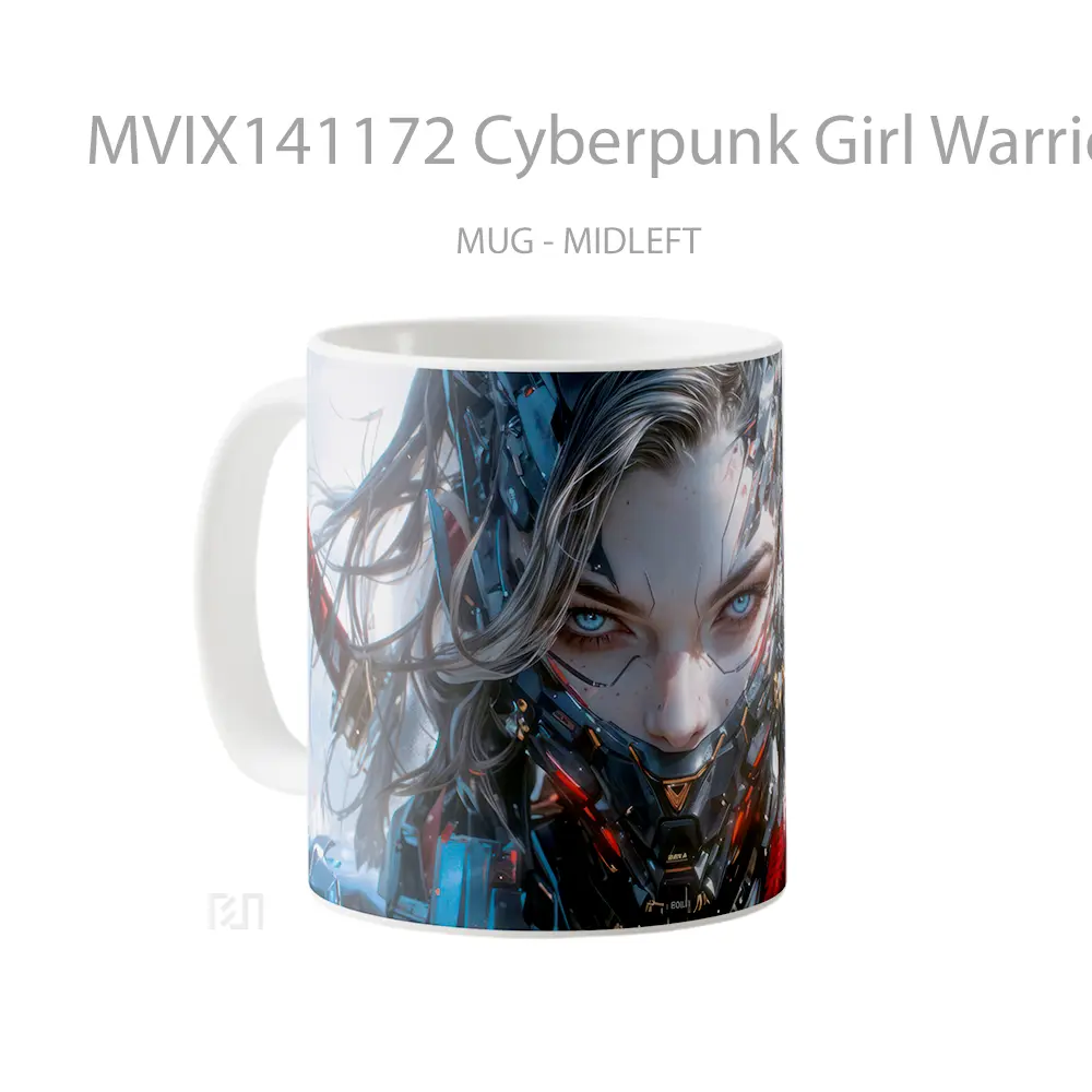 Mug Cyberpunk Girl Warrior Gelas Keramik Unik - All-side / Desain