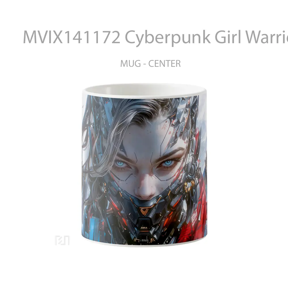Mug Cyberpunk Girl Warrior Gelas Keramik Unik