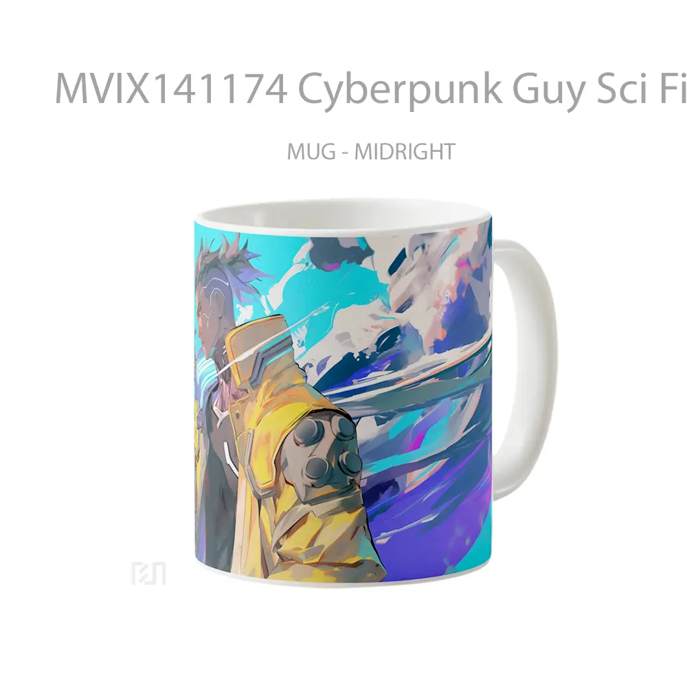 Mug Cyberpunk Guy Sci Fi Gelas Keramik Unik - All-side / Desain