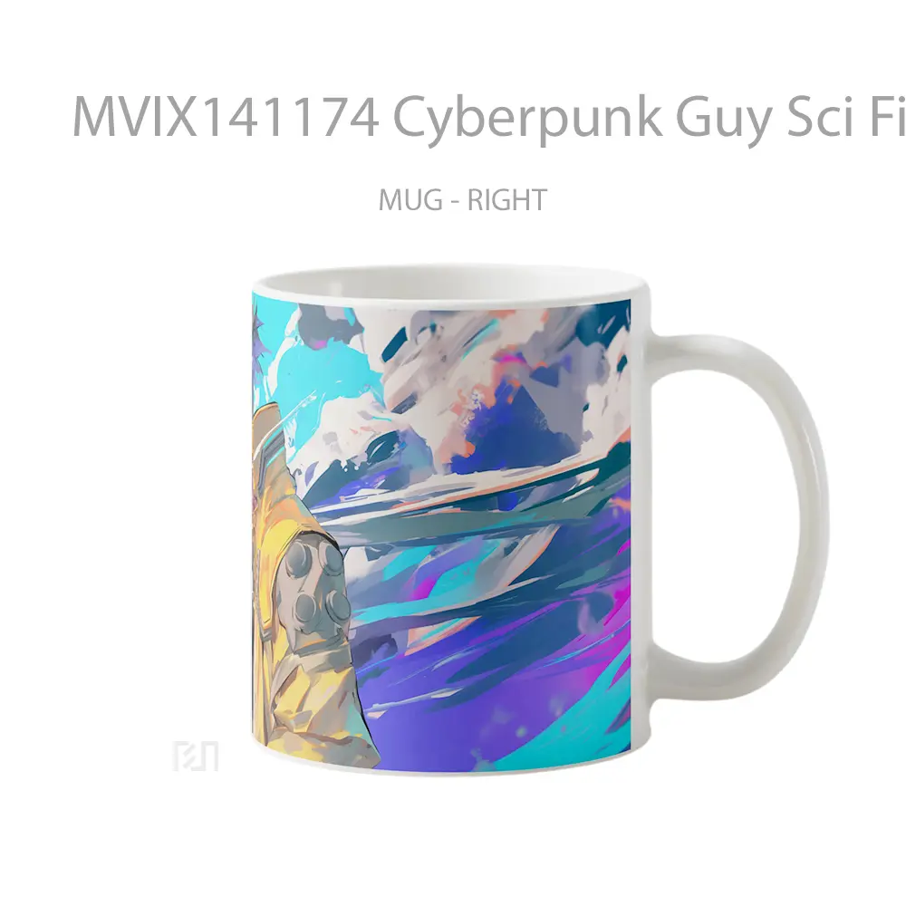 Mug Cyberpunk Guy Sci Fi Gelas Keramik Unik - All-side / Desain