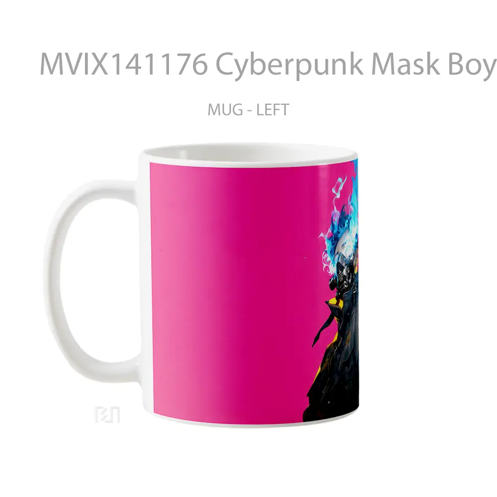 Mug Cyberpunk Mask Boy Burning Eyes Sci Fi Gelas Keramik Unik - All-side / Desain