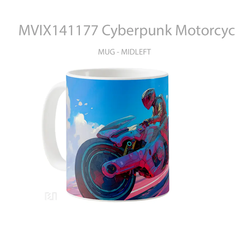 Mug Cyberpunk Motorcycle Gelas Keramik Unik - All-side / Desain