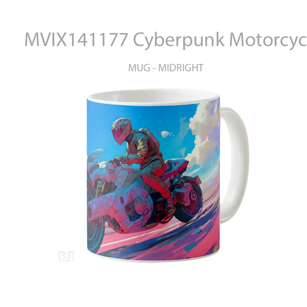 Mug Cyberpunk Motorcycle Gelas Keramik Unik - All-side / Desain