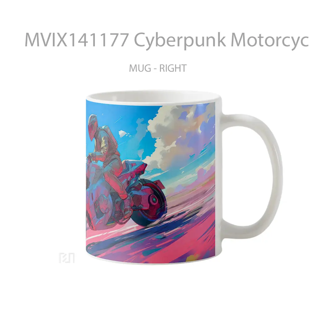 Mug Cyberpunk Motorcycle Gelas Keramik Unik - All-side / Desain