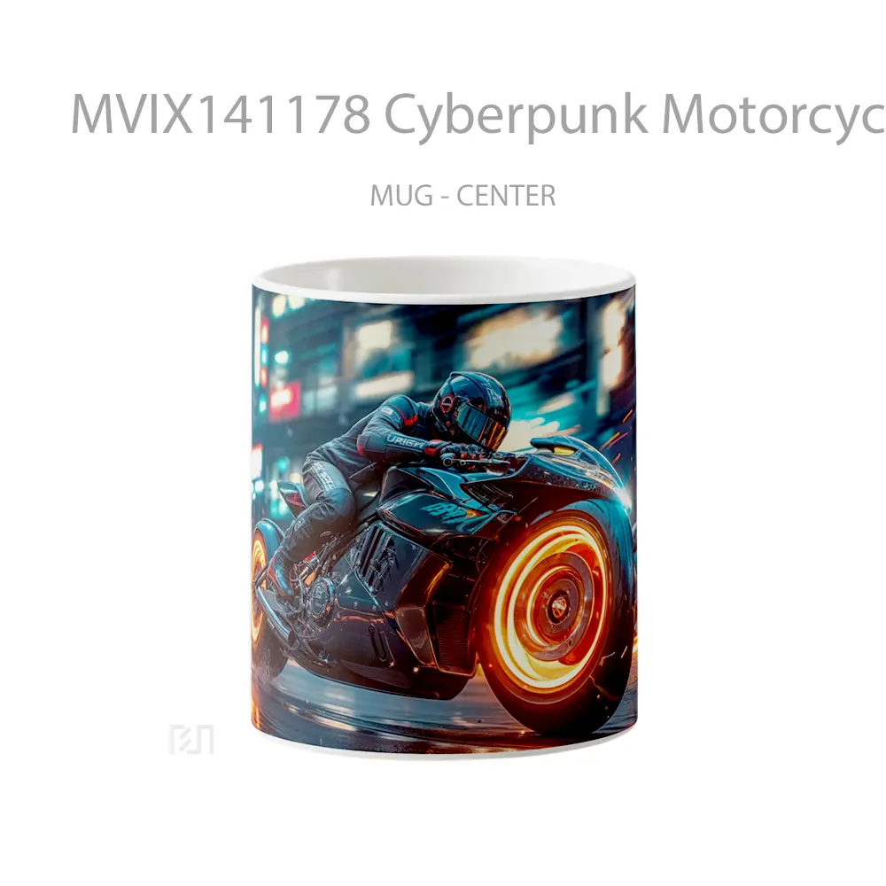 Mug Cyberpunk Motorcycle Sci Fi Gelas Keramik Unik