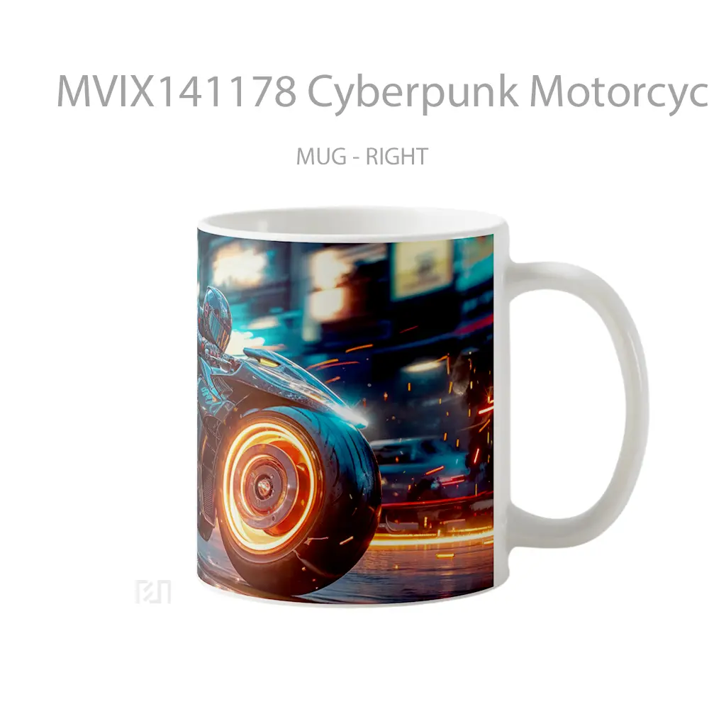 Mug Cyberpunk Motorcycle Sci Fi Gelas Keramik Unik - All-side / Desain