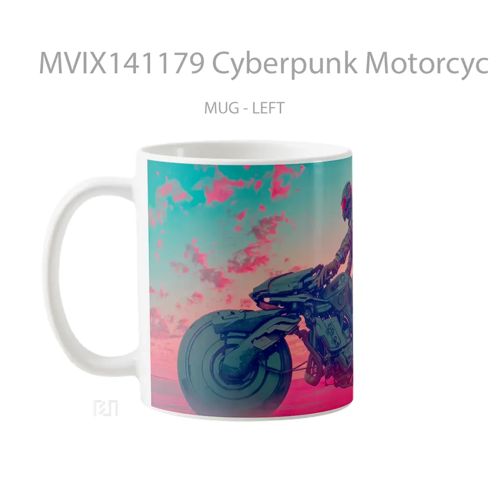 Mug Cyberpunk Motorcycle Sci Fi Gelas Keramik Unik - All-side / Desain