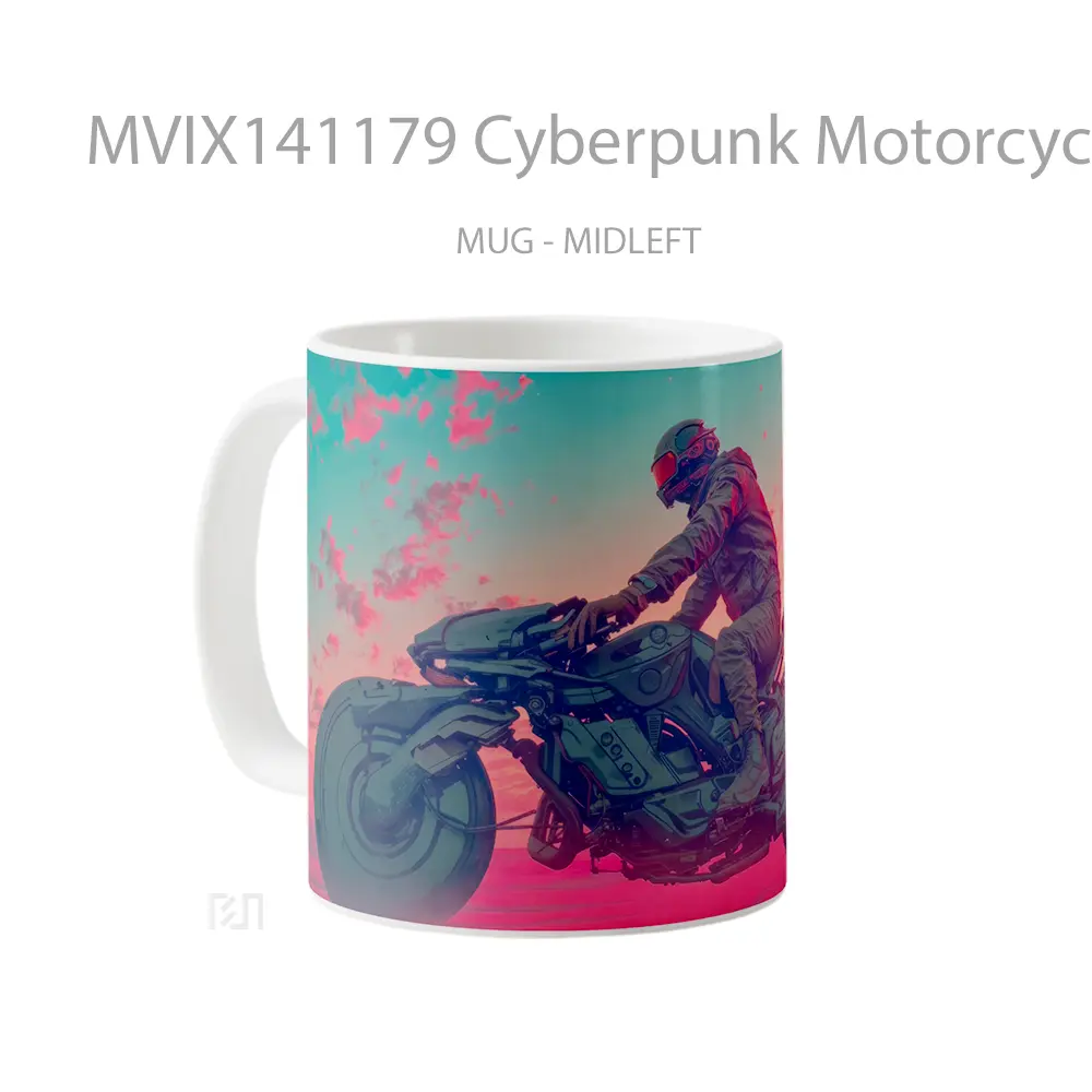 Mug Cyberpunk Motorcycle Sci Fi Gelas Keramik Unik - All-side / Desain